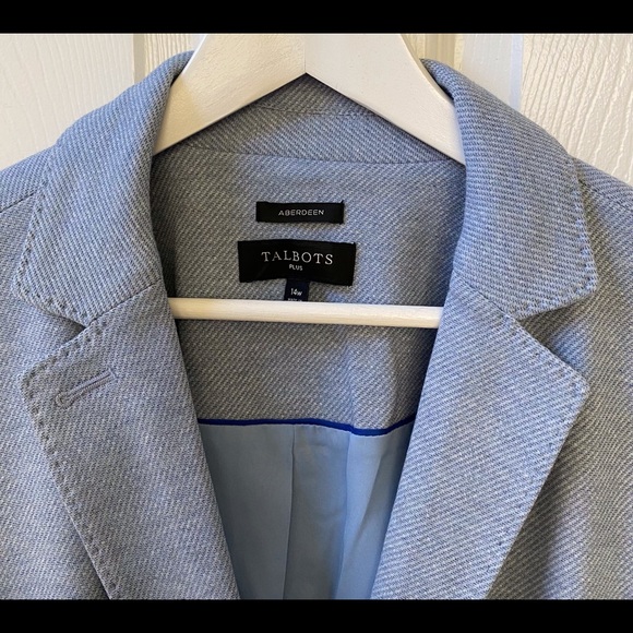 Talbots Plus-Size “Aberdeen” Knit Blazer 14W Medium Blue Heather Ponte EUC - Picture 1 of 5